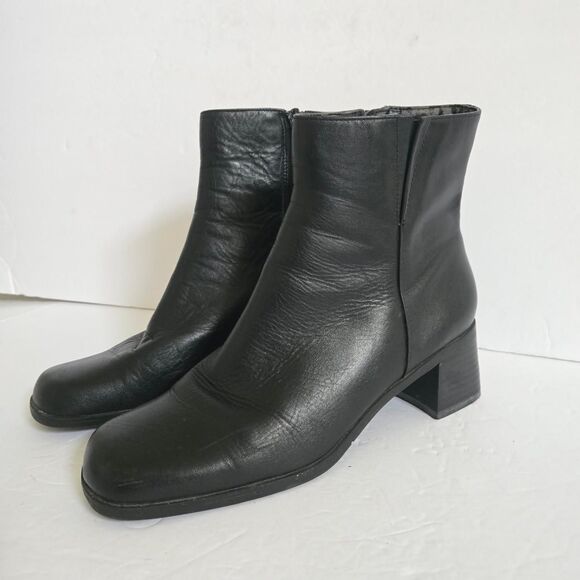 Vintage Y2K Black leather ankle boots size 6.5 - Picture 7 of 8